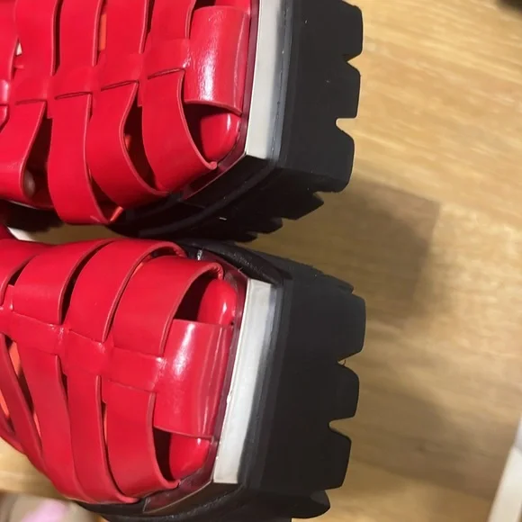 NEW Jeffrey Campbelll Lafayette platform fisherman Red sandals shoes size 7 - Picture 7 of 10